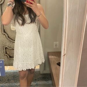 Altar'd State White Eyelet Dress with Ruffle Trim